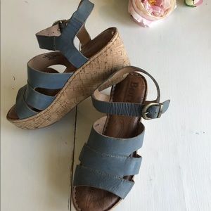Born Blue Wedges. Comfort Shoes. Leather. Size 6.